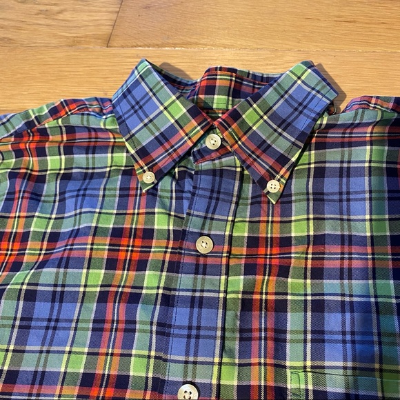 Vintage Austin Reed London Plaid Button Down in blue green and red plaid M - Picture 2 of 11